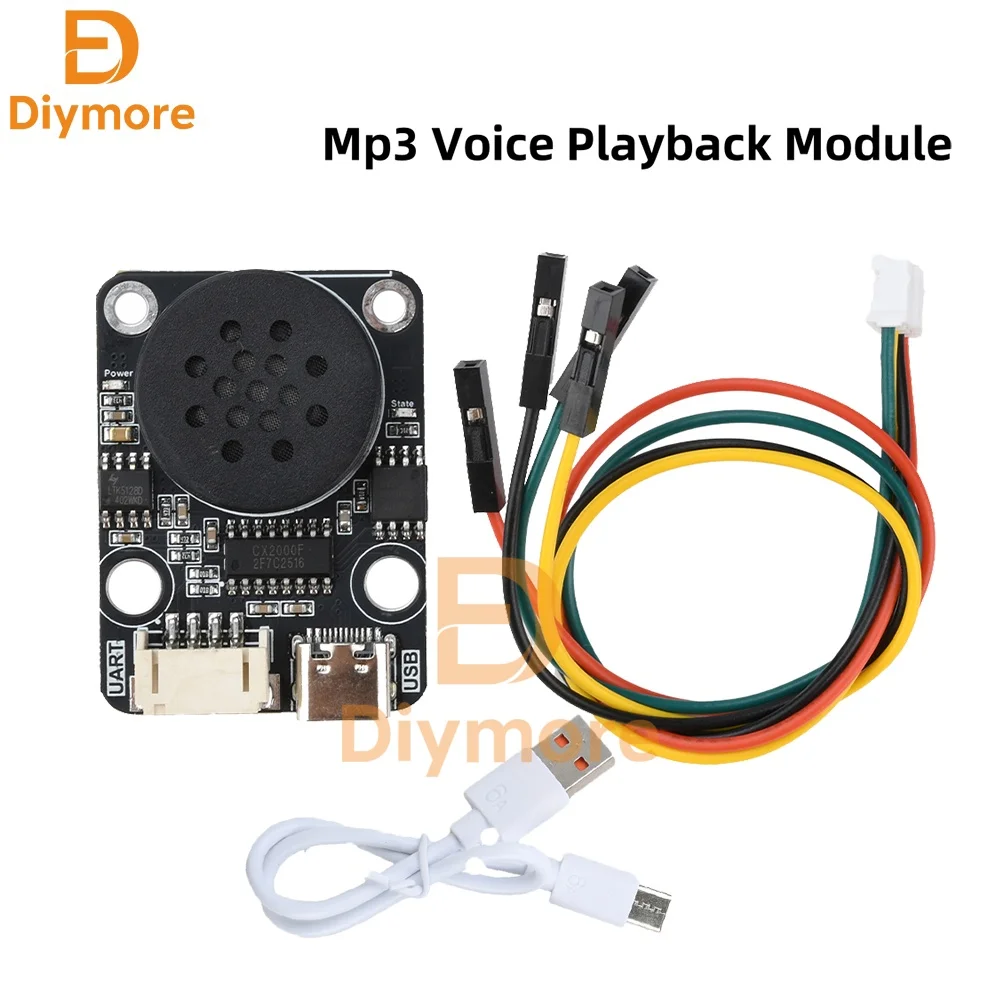 DC 3,3-5V MP3 Intelligentes Sprachwiedergabemodul Uart Serieller Port für elektronische Musik CX-SP5F Eingebauter 8m Speicher Typ C