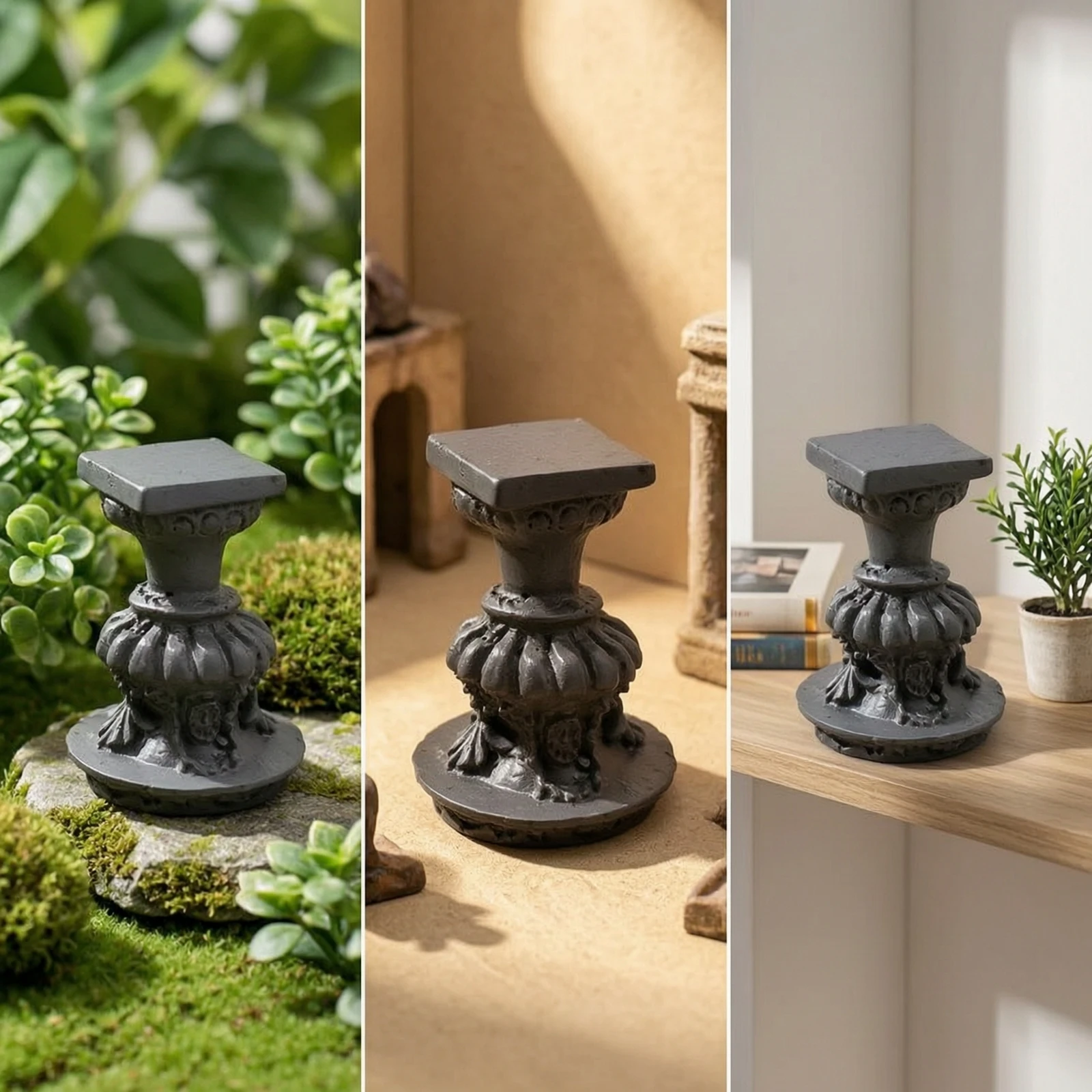 Miniature Fountain Vintage-Inspired Dollhouse Fountain Miniature Column Decorative Dollhouse Accessory Compact for Hobbyists