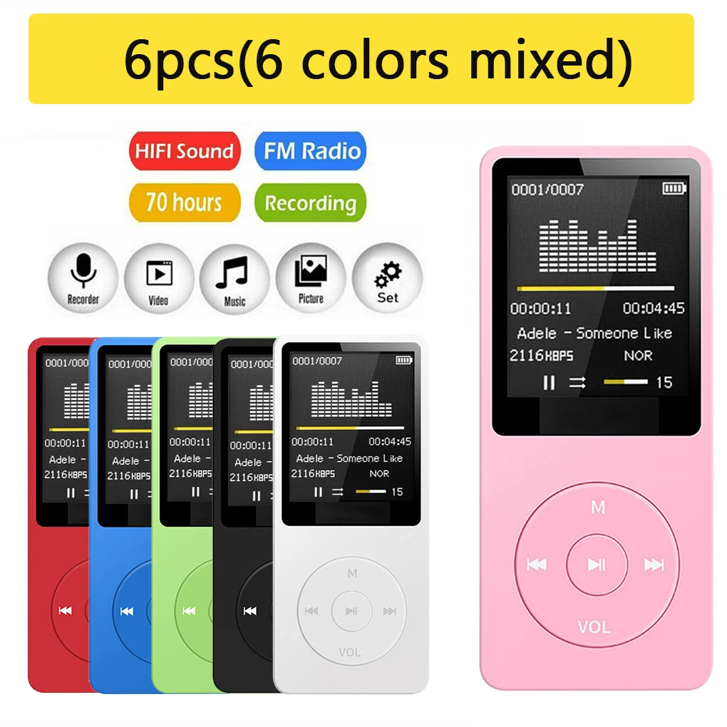 

6 шт., mp3-плеер с USB-портом для зарядки