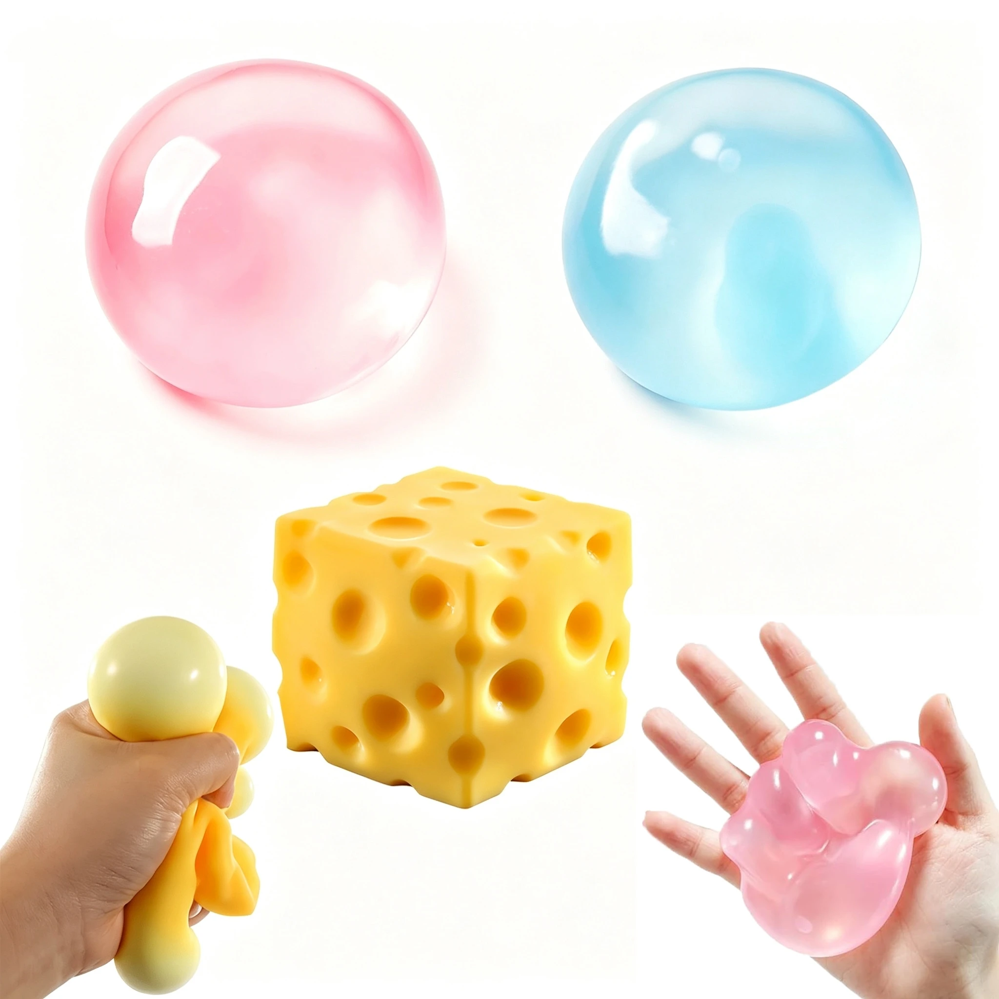 Kokosnussöl-Ball Stressabbau-Spielzeug, Weiches Simulations-Käse-Quetschspielzeug, Tragbares Handspielzeug für Büro und Zuhause – Detail 1