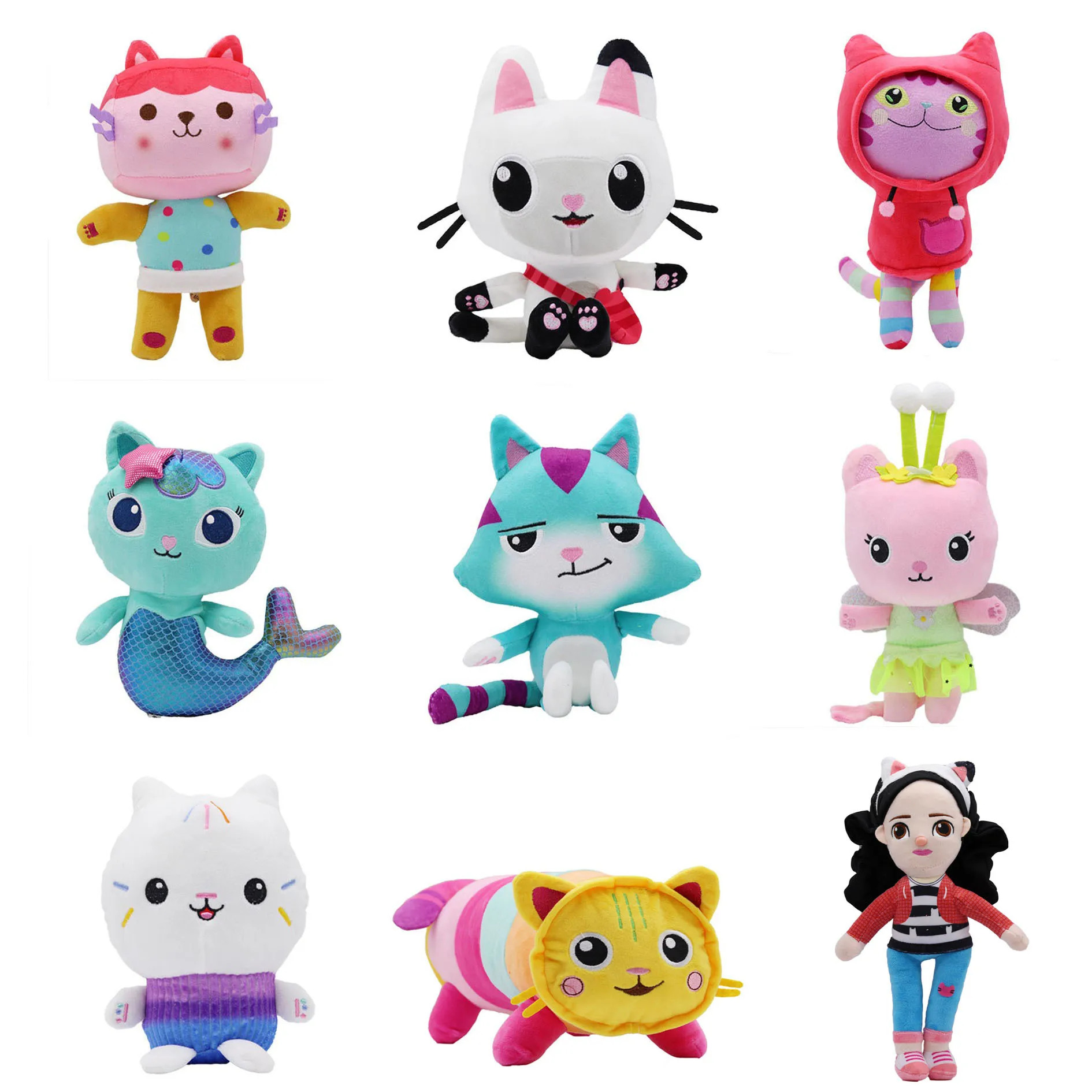 Hot Gabby Dollhouse Plush Toy Mercat Cartoon Stuffed Animals Smiling Cat Car Cat Hug Gaby Girl Dolls Kids Birthday Gifts