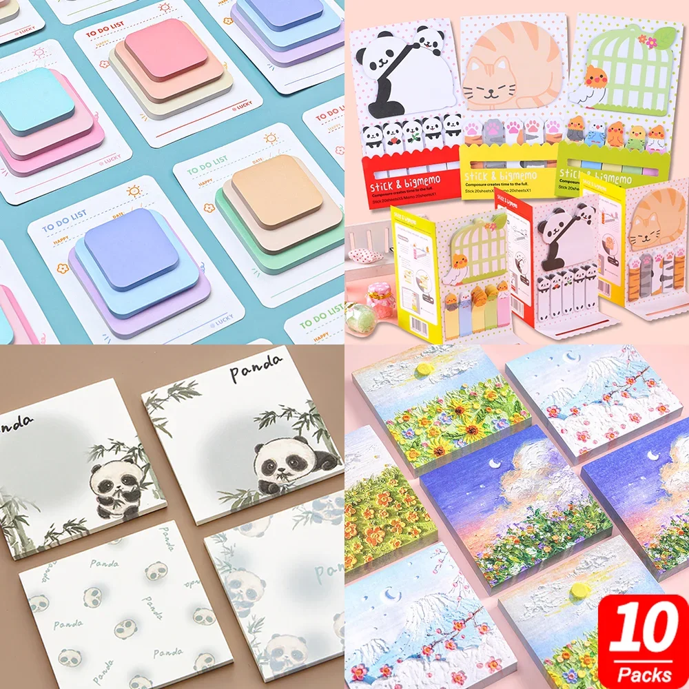 kawaii sticky notes memo pad index tab post notepad papelaria journal escola checklist diary planner coisa bookmark bonito 10 conjuntos 01