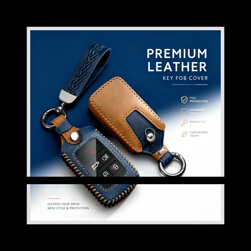 

Leather Car Key Case Cover Shell For LandRover Range Sport Velar Evoque Freelander2 Discovery Jaguar XF XJ XJL XE