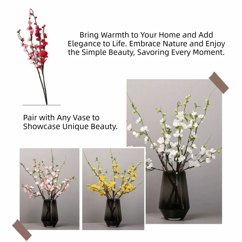 D9 High Quality Artificial Peach Blossom Silk Material Silk Flower Branches Decorative Flower Simulated Design Simulated Flower