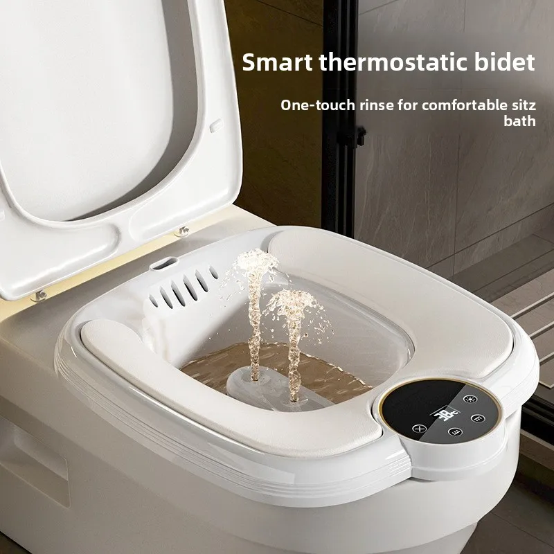 Electric bidet, flush thermostatic toilet, hip washer