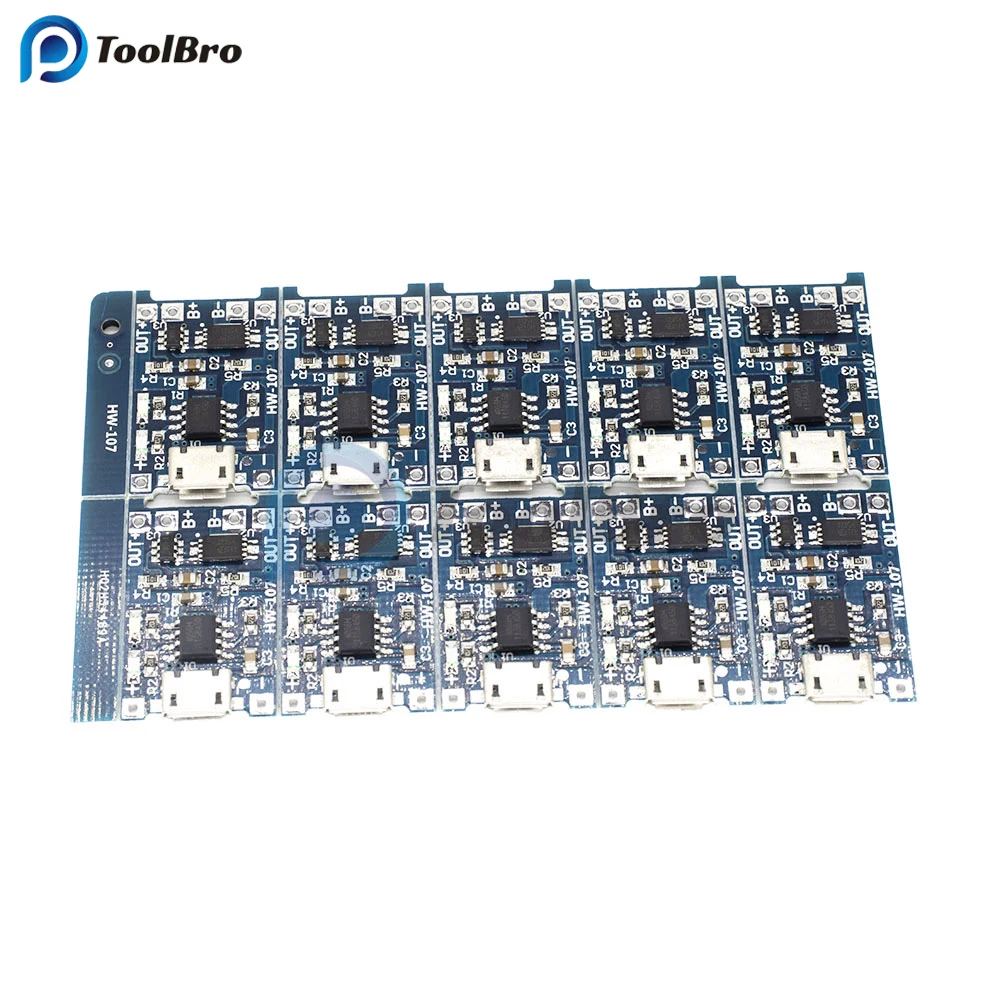 10PCS 5V 1A Micro USB 18650 Lithium Battery Charging Power Supply Module TP4056 Li-ion Battery Charger Protection Board