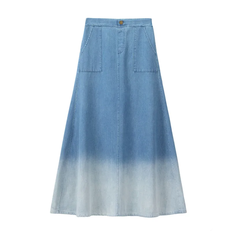 

AP denim washed teen girls women spring summer long skirt ladies fashion maxi jeans skirts clothing