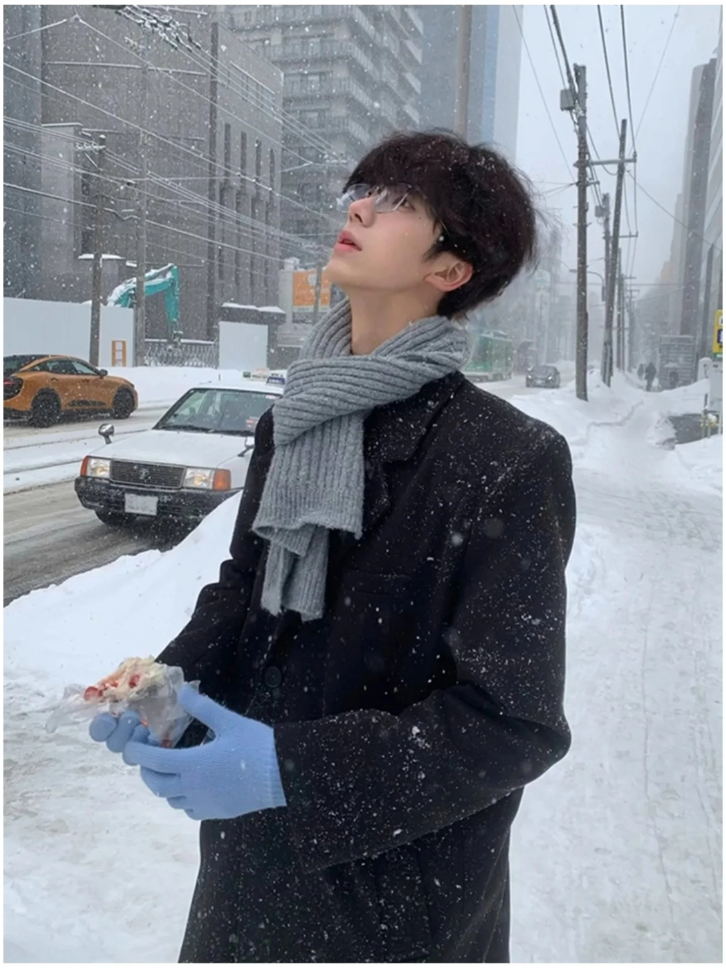 

Korean Aosphere oulder Pad Woolen Coat Men's Autumn Winter Briti Sle Thiened Medium Length Knee-Length Coat