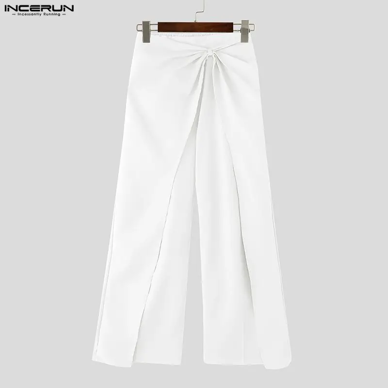 

INCERUN Men Irregular Pants Solid Color Joggers Elastic Waist Trousers Men Streetwear Loose 2026 Fashion Casual Male Long Pants