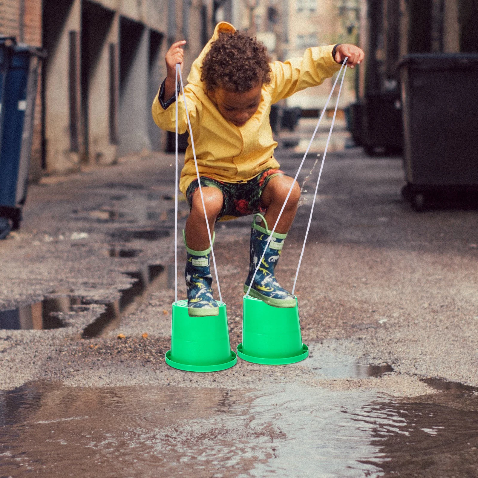 3 คู่ Jumping Stilts เด็ก Playset กลางแจ้งของขวัญวันเกิดถังสําหรับของเล่นเด็กวัยหัดเดิน