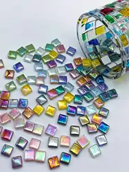 100pcs Rainbow Glass Mosaic Tiles for DIY Crafts and Handmade Projects, Crystal Creative Materials Art Stone