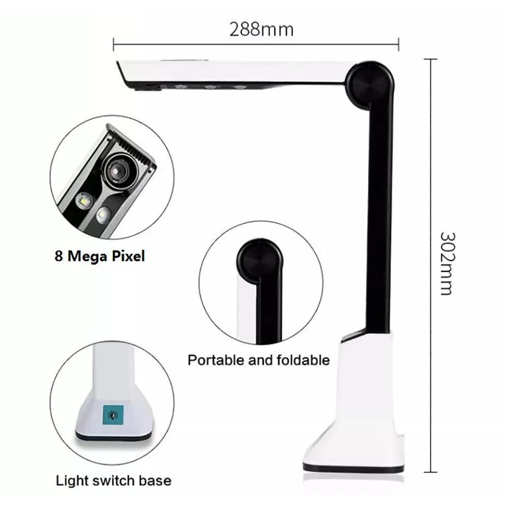 Portable Scanner Documents A4 8 Mega Pixel Book Scanner Document Camera A4 Paper Files High Definition Table Scanner Documentos