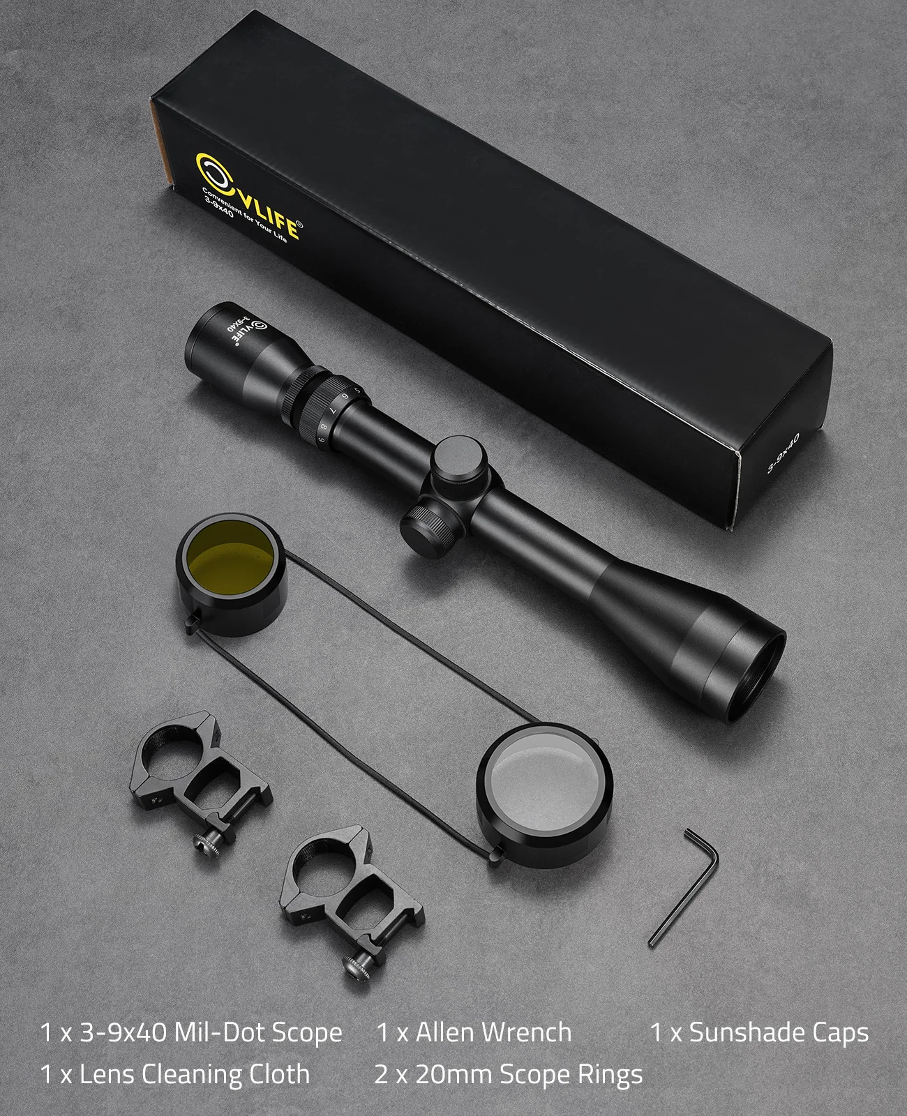 

CVLIFE 3-9x40 Scope R4 Mil-Dot Scope Variable 3-9x Magnification Fully Multi-Coated Lenses with 20mm Free Mounts