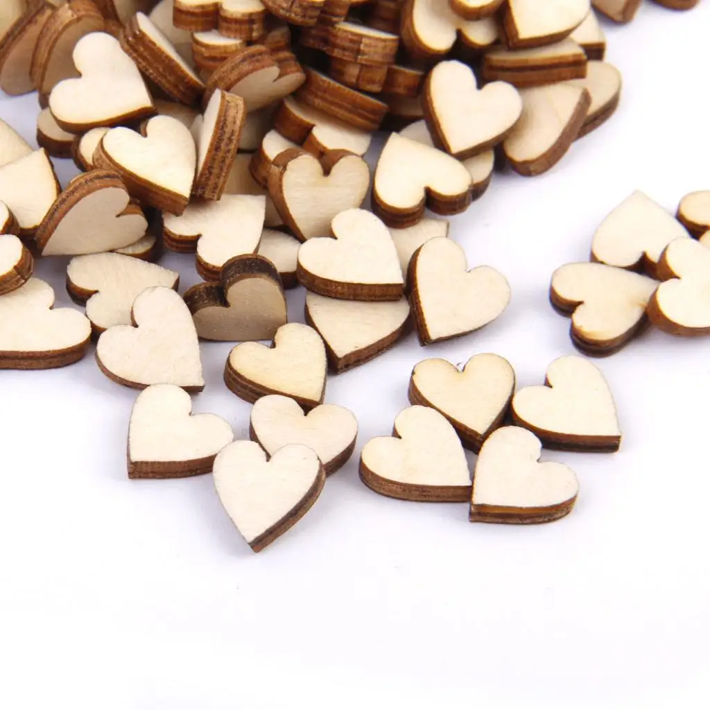 Wholesale Blank Wood Heart Embellishments Wood Heart Slices for Wedding, Valentine, DIY, Arts, Crafts, Card Making