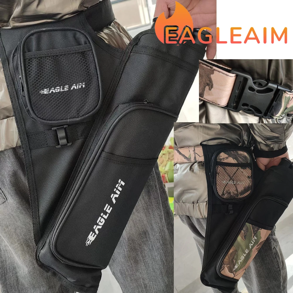 Eagleaim 3 Tubes Waterproof Hunting Shooting Archery Accessories Arrows Holder Bag Archery Quiver Arrow with Adjustable Strap