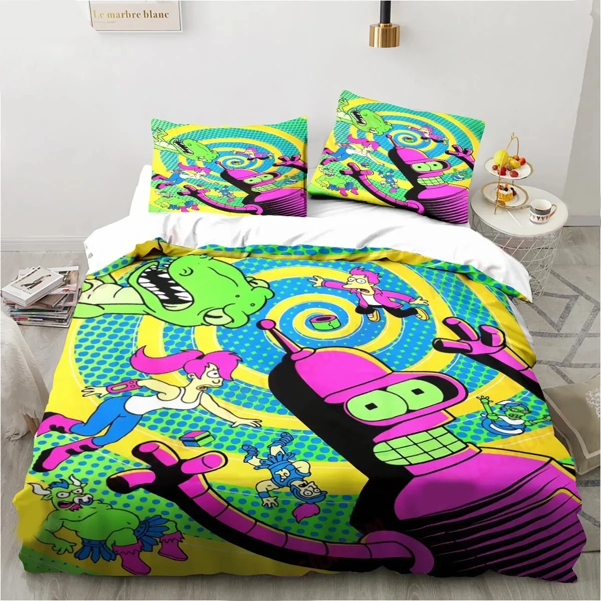 

Cartoon Futuramas Bender Bedding Set Duvet Cover Bed Set Quilt Cover Pillowcase Comforter king Queen Size Boys Adult Bedding Set