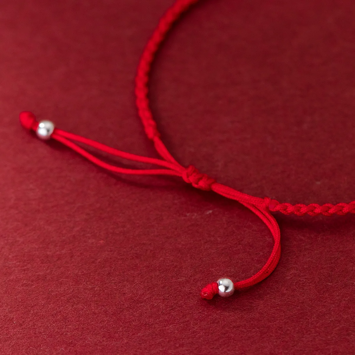 22cm Lucky 925 Silver Rope Bracelets Women Silver Retro Flower Red Thread Line String Bracelets For Women Girl Synthetic Pearl