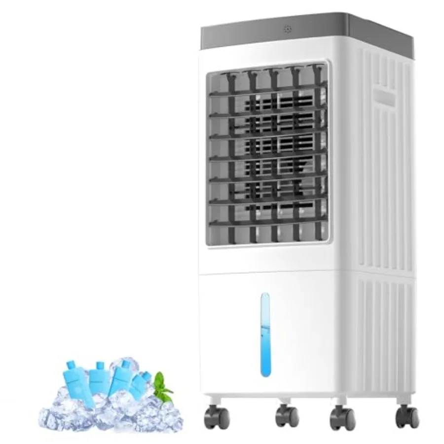 Portable air conditioners for home garage use, plastic housing, white color, rapid cooling with 3-speed settings and large wate