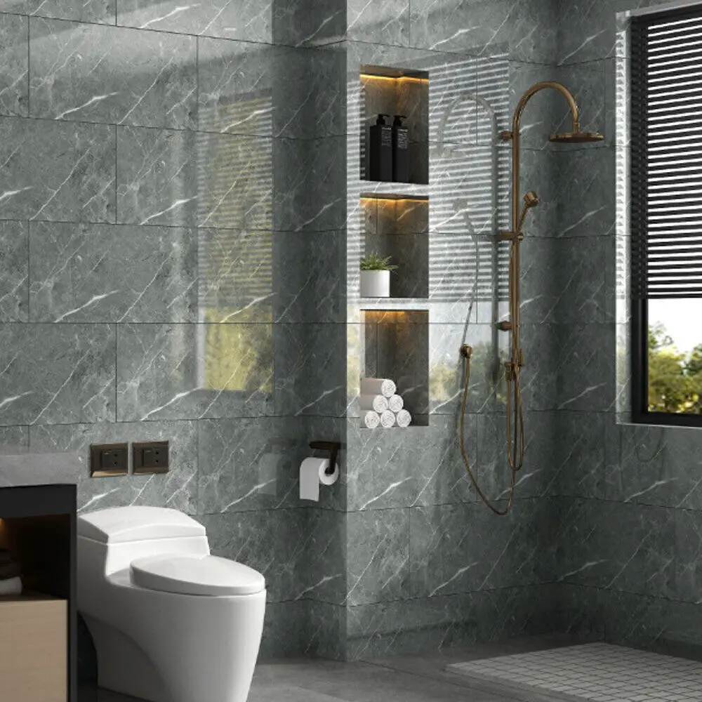 10X PVC Marble Tiles Wall Sticker Self-Adhesive Stick On Kitchen Bathroom Decor