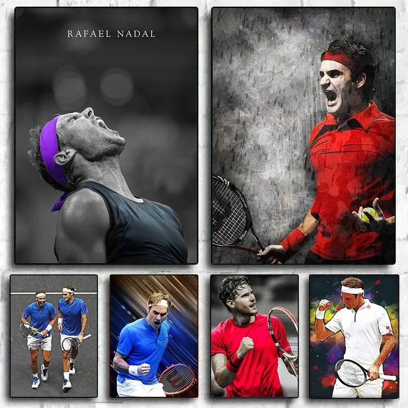 Tennis Star Rafael Nadal Roger Federer Poster Print Canvas Painting Sport Wall Art For Bedroom Living Room home Decoration