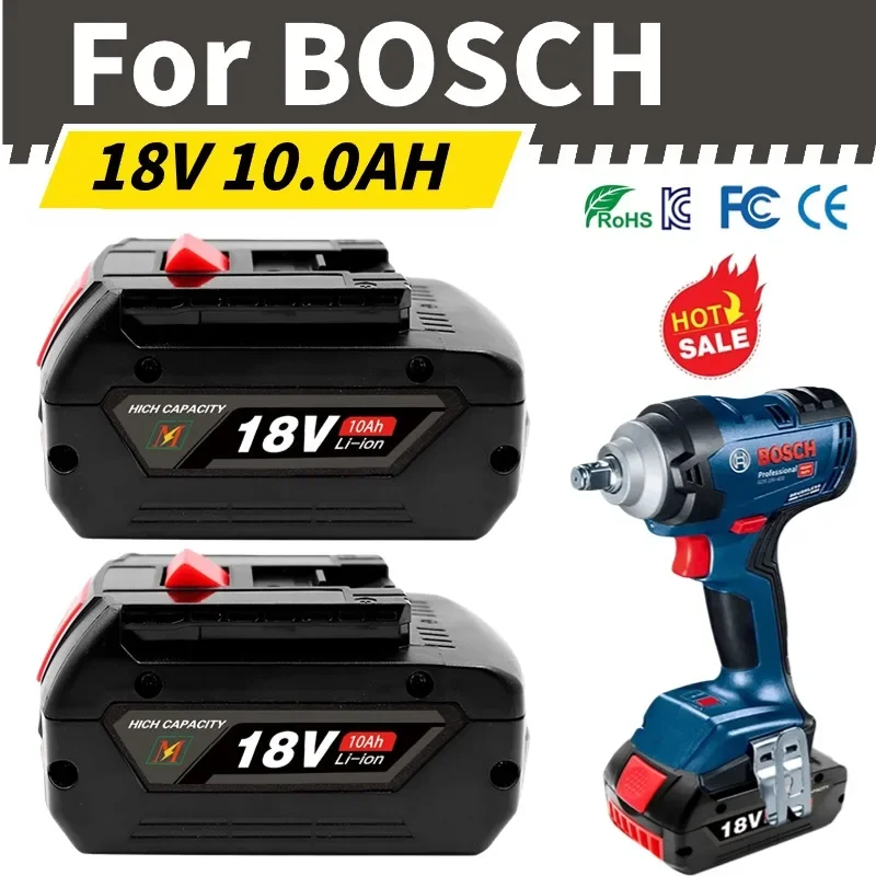 

18V Battery 10.0Ah for Bosch Electric Drill 18V Rechargeable Li-ion Battery BAT609, BAT609G, BAT618, BAT618G, BAT614 + 1Charger