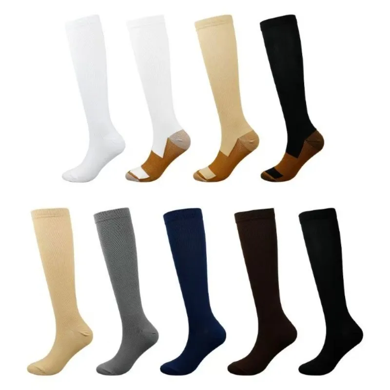 S-2XL Unisex Compression Socks Men Stretchy Breathable Non‑Slip Cuff Support Socks for Travel Running Hiking Sports Daily Wear