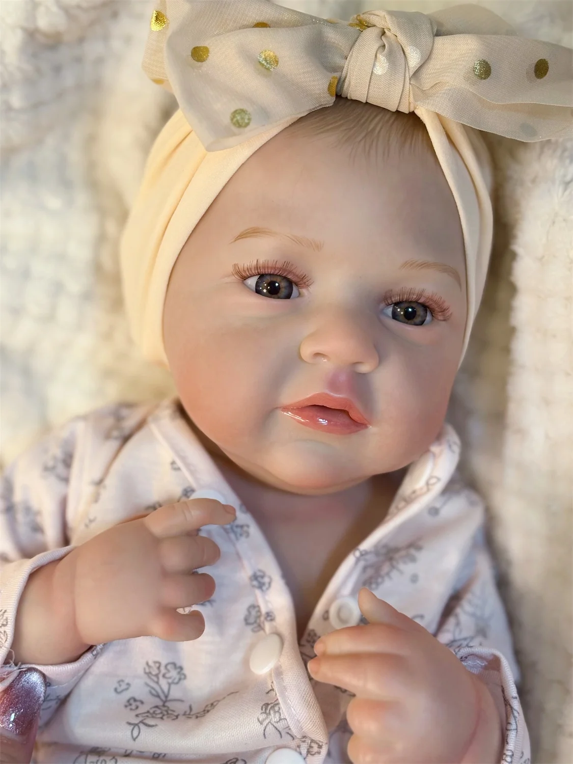 Attyi 45CM Cute Open Eyes Full Body Vinyl Girl Doll With Painted Hair Handmade Waterproof Lifelike Realistic bebe reborn doll