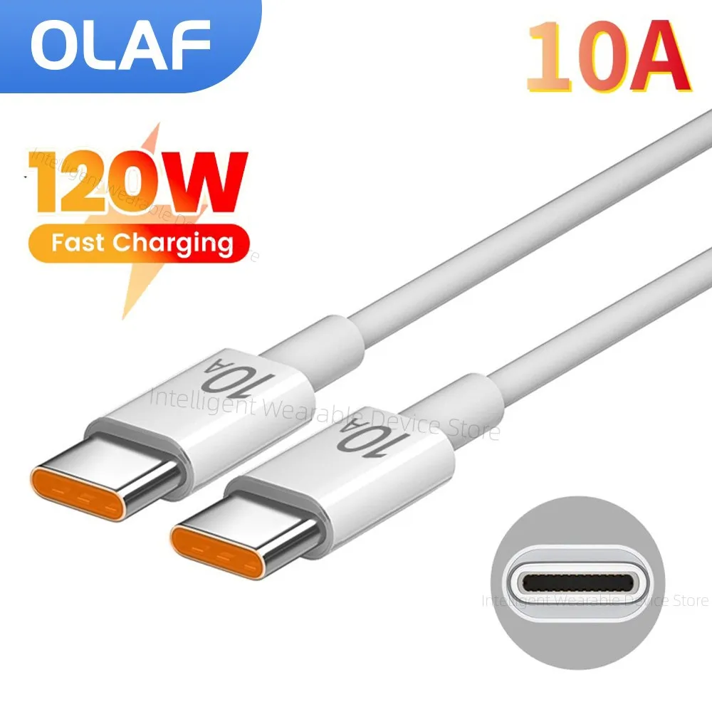 Olaf 120W 10A Type C Cable USB C Fast Charging Cable For iphone 15 Series Xiaomi Huawei Samsung Quick charge USB C Data Cable