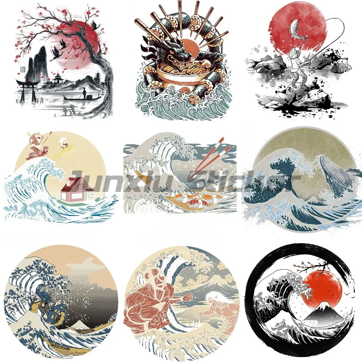 

Japanese Style Wave Anime Stickers Art Truck Car Motorcycle Van Bicycle Laptop Wall Laptop Door Decals Customizable
