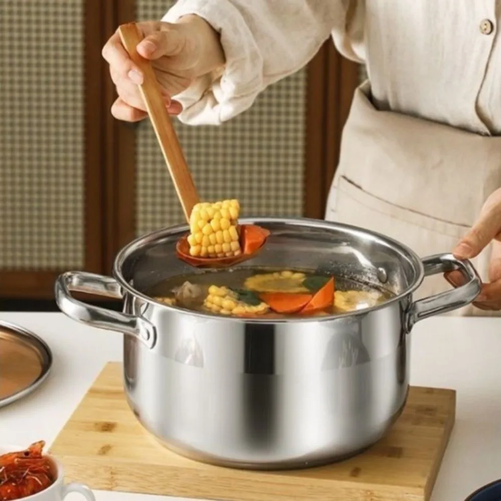 Stainless Steel Double Bottom Soup Pot with Lid Non Stick Stainless Steel Cookware 18/20/22/24cm Multipurpose