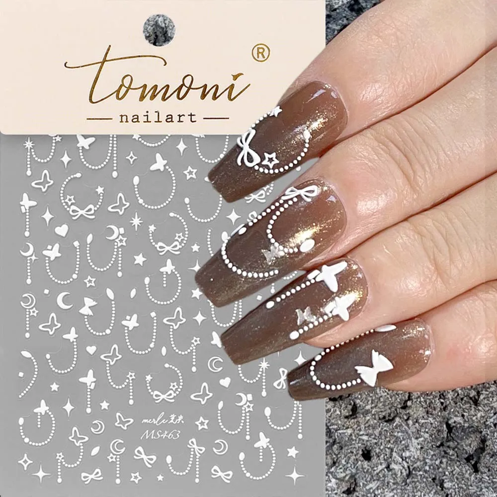 5D Star Chain Nail Stickers Luxury Gold Silver Self Adhesive Korean Nail Slider Decals Nails Decoration DIY Manicure Accessories