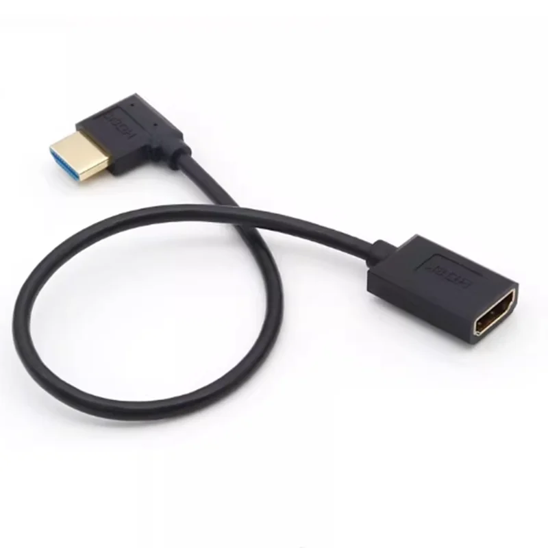

Кабель-удлинитель HDMI 2.1 (0,3 м) с углом 90 градусов, 8K 60 Гц, 4K 120 Гц, штекер-гнездо, тонкий провод HD OD4.0мм
