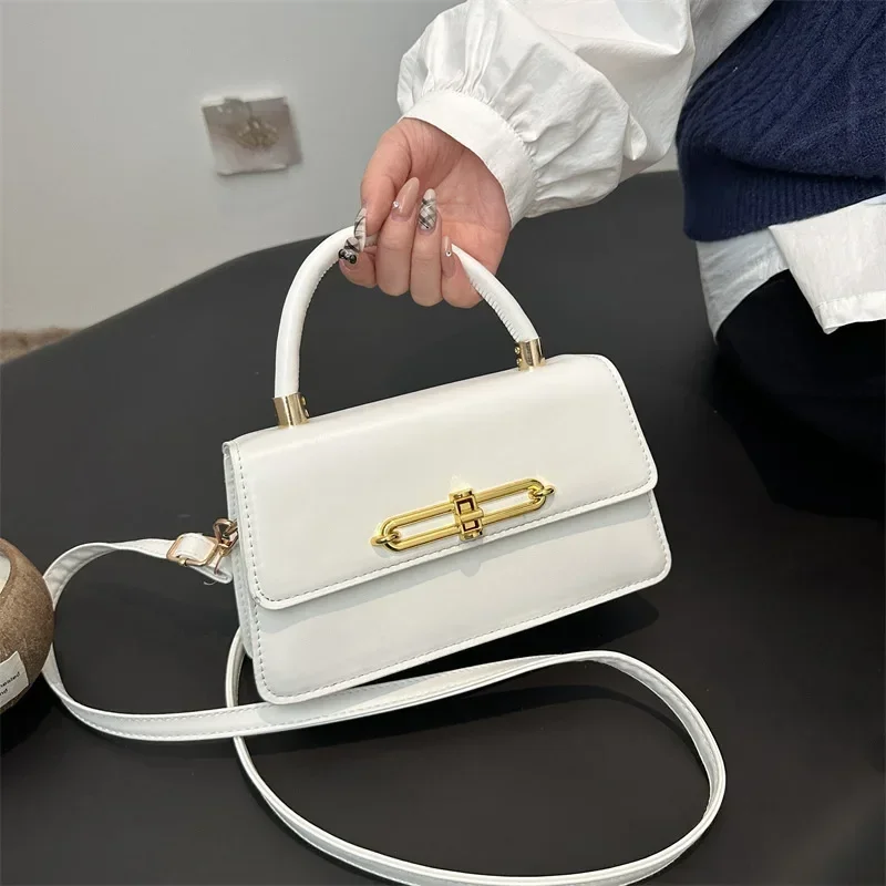 Bolso cruzado con cierre de Hardware para mujer, bandolera con cierre de Hardware de lujo, ligero y sencillo, con personalidad, primavera 2025