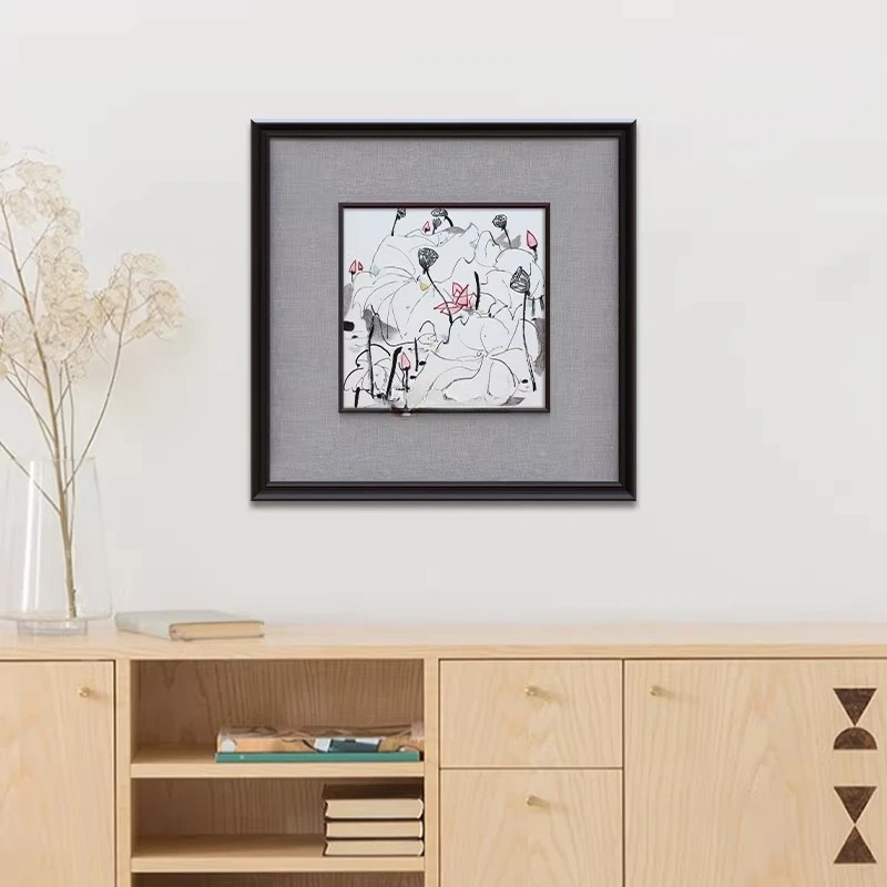 Suzhou embroidery reflects the sun lotus, living room entrance restaurant study villa handmade embroidery painting