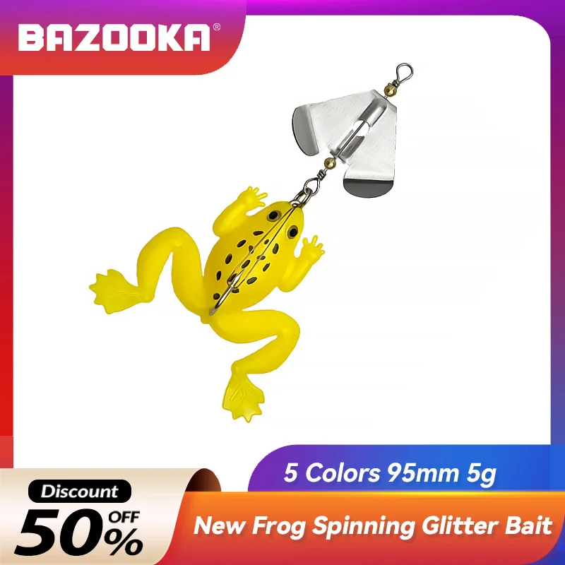 

5.5g BAZOOKA Fishing Lure Frog Swimbait Carp Bass Pike Soft Baits Silicone Shad Wobblers JIG Wire Metal Hook Sequins Spinners
