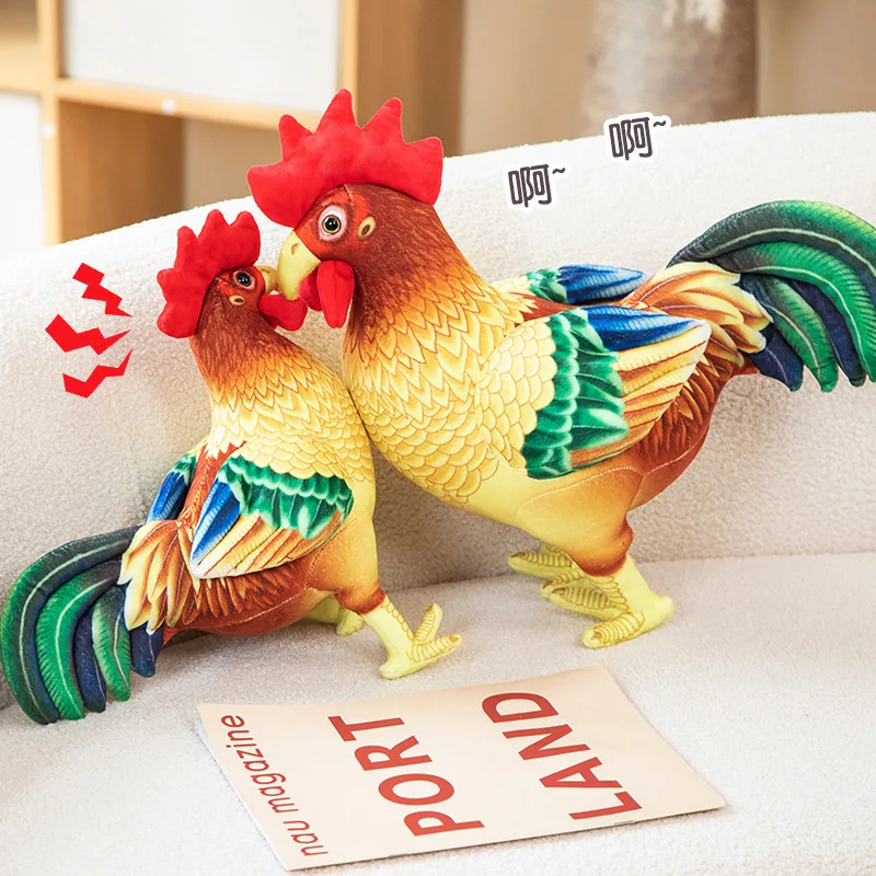Hot 1pc 34/44cm Simulazione Gallo Peluche Bambola Cuscino Rosso In Piedi Realistico Pollo Giocattolo Decorazione Della Casa Regalo Per Ragazzi E Ragazze