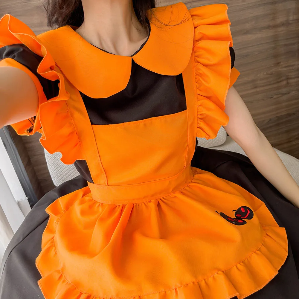 Halloween Cosplay Costumes Pumpkin Suit Plus Size Womens Maid Role Play Costumes Japanese Lolita Devil Female Lingerie Dress
