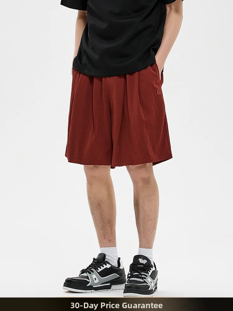 

Мужские летние повседневные спортивные брюки-капри в американском ретро-стиле с вышивкой, свободные, универсальные, с широкими штанинами