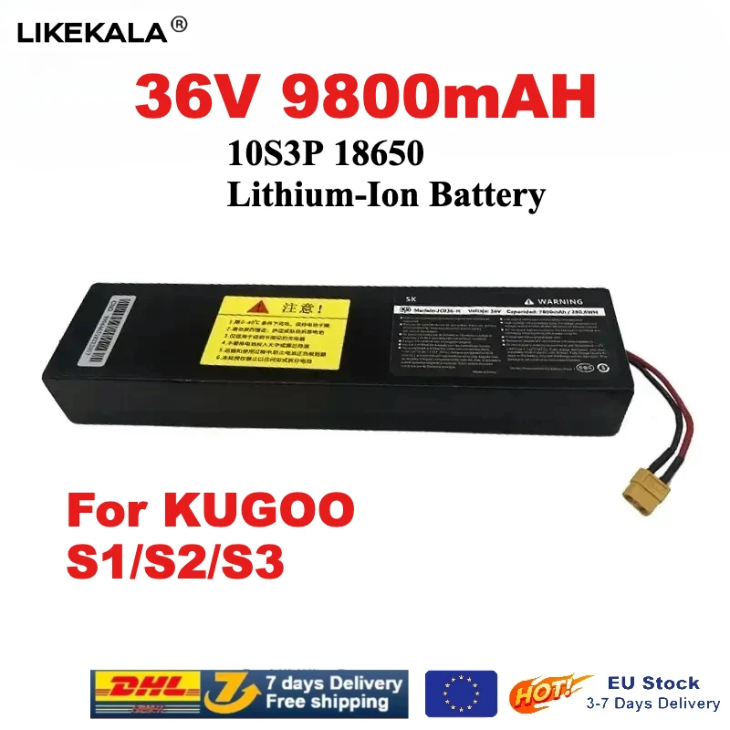LIKEKALA 10S3P 18650 литий-ионный аккумулятор 36 В 9800 мАч, подходит для электрических скутеров KUGOO S1/S2/S3 LIKEKALA 10S3P 18650 литий-ионный аккумулятор 36 В 9800 мАч, подходит для электрических скутеров KUGOO S1/S2/S3