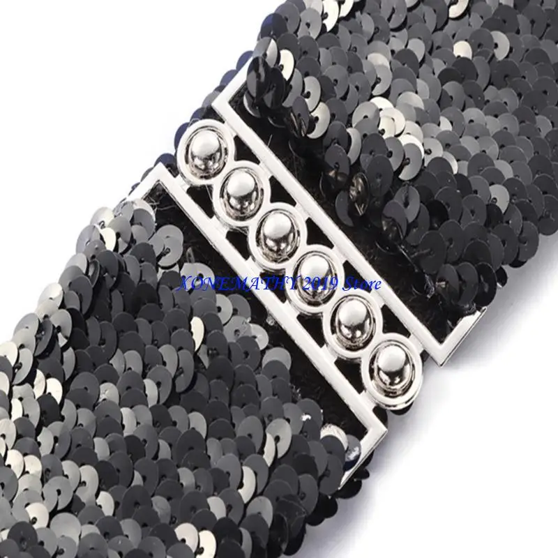 

F42F Элегантный пояс с пряжкой для взрослых, эластичный ремень с блестками для юбки-пальто