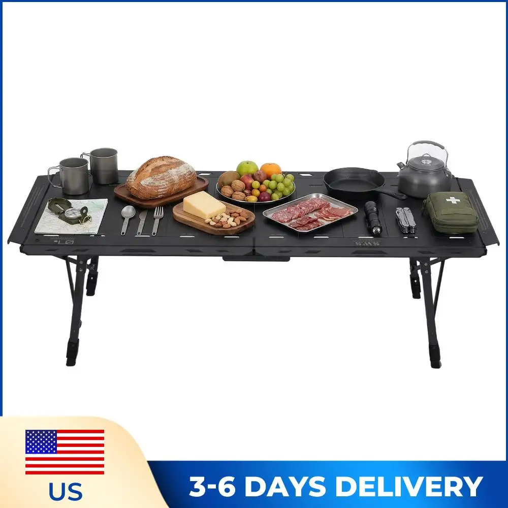 

Portable Backpacking Camp Table 120KG Load Capacity with Adjustable Height Leg with Carry Bag for Hiking Picnics Beach Travel