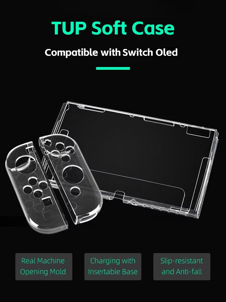 Data FrogTPU soft transparent shell protective case clear frame protector case for switch oled game console accessories