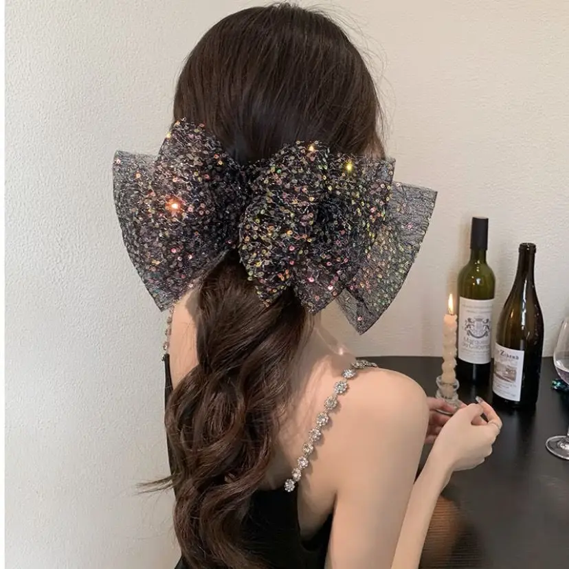 

Princess Barrette Sequins Hair Clip Multi-layer Bow Hairpins Hair Pins For Women Girls Korean Headpiece Female Hair Accessories