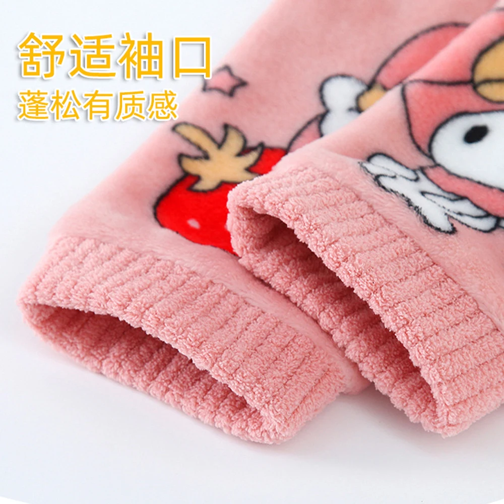 Cinnamoroll Anime Sanrioed Long Sleeve Pajamas Parent-Child Winter Kuromi Melody Kawaii Cute Coral Velvet Homewear Clothes Kids