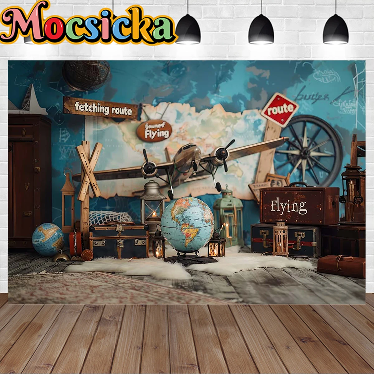 파일럿 보이 베이비 쇼 배경 사진 소품, 비행 항공기 가방 바닥 배경 장식, 어린이 생일 파티 포토존