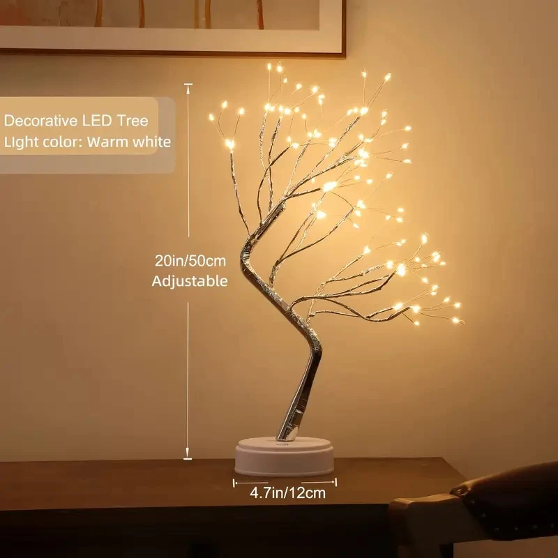 108 LED Tabletop Bonsai Tree Light With Remote Night Light Shimmer Tree Lamp For Christmas Valentine\'s Home Decoration