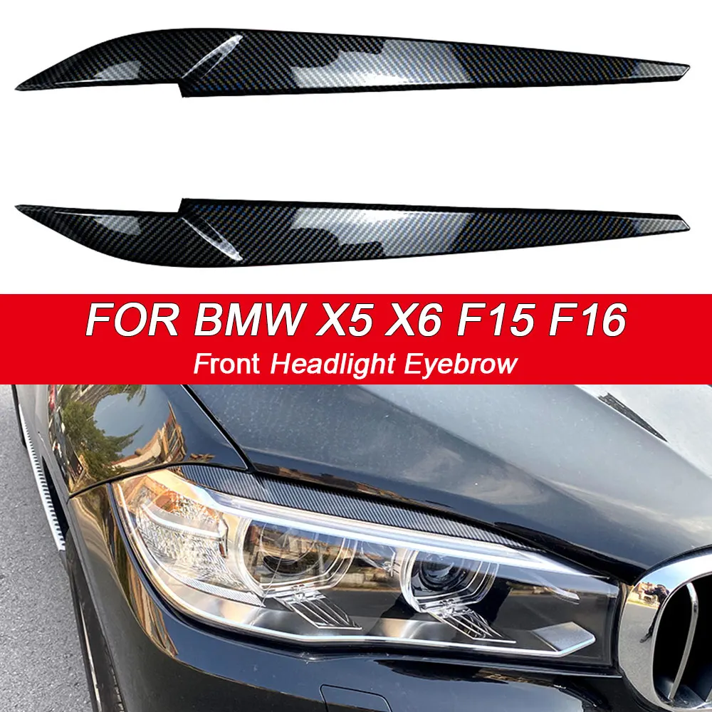 

For BMW X5 X6 F15 F16 Front Headlight Eyebrows Eyelid ABS Glossy Black Headlamp Trim Cover Stickers Accessories 2014 2015-2018