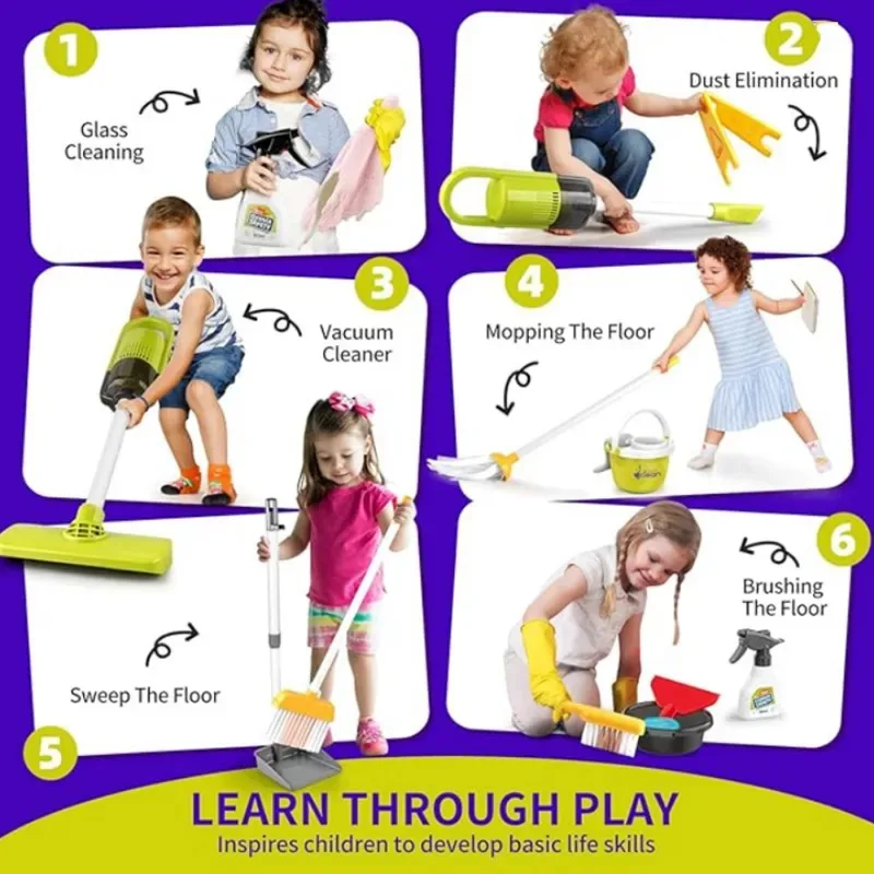 청소 장난감 진공청소기 빗자루 시뮬레이션 교육용 장난감 어린이용 가정 청소 도구 모형
