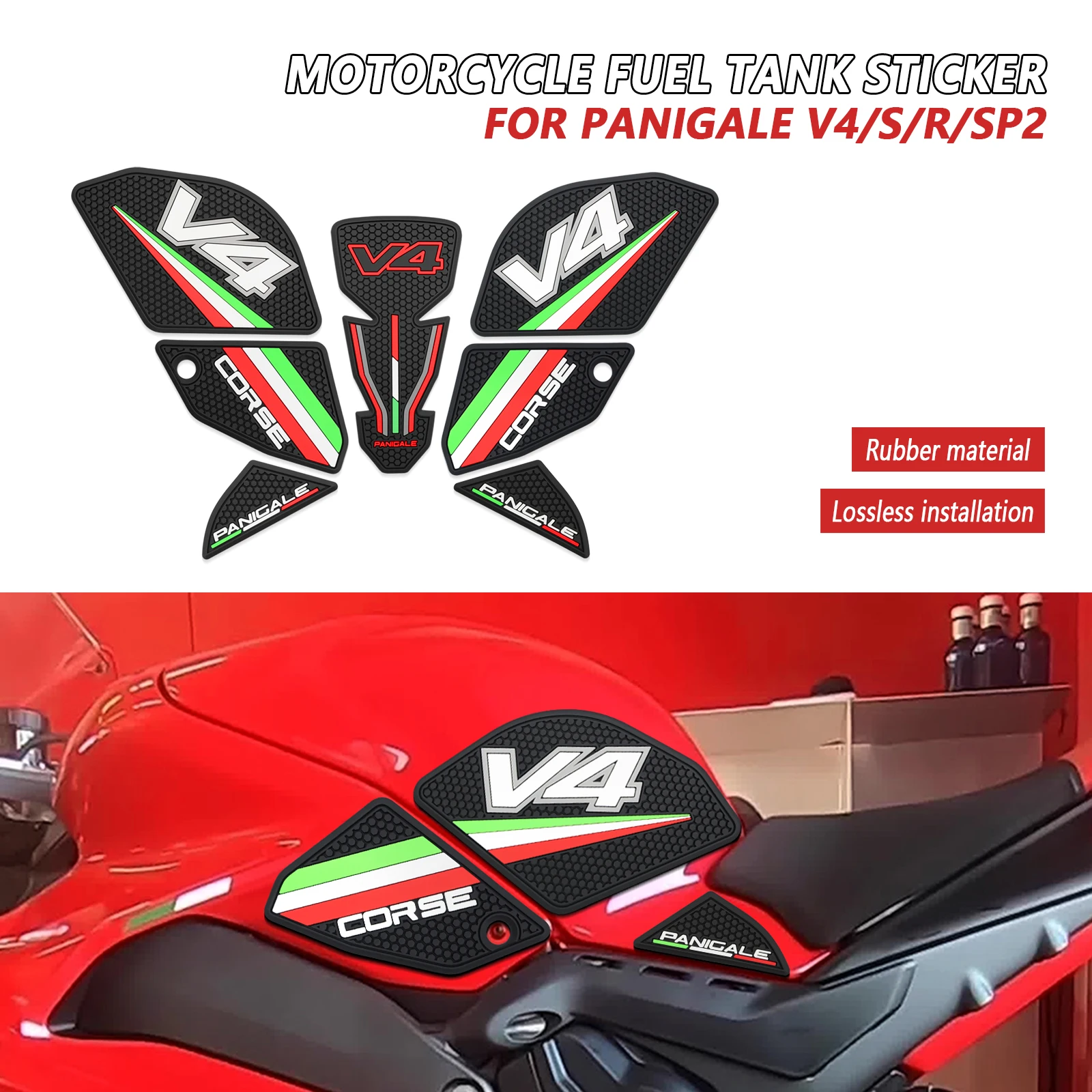 

For Ducati Panigale V4 S R SP2 PANIGALE V4S V4R V4SP2 2022 -2025 3D rubber protective pad fuel tank sticker anti slip tank pad