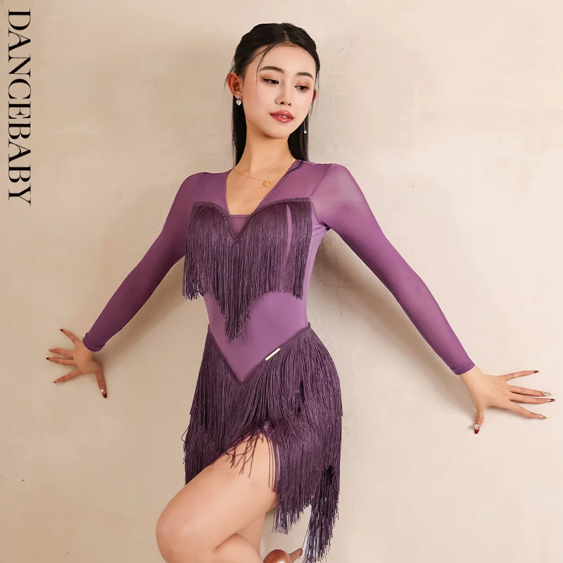 فستان رقص لاتيني مخصص للكبار ملابس ممارسة يومية كاوبوي سامبا مصارعة الثيران بدلة رقص رومبا تمامًا